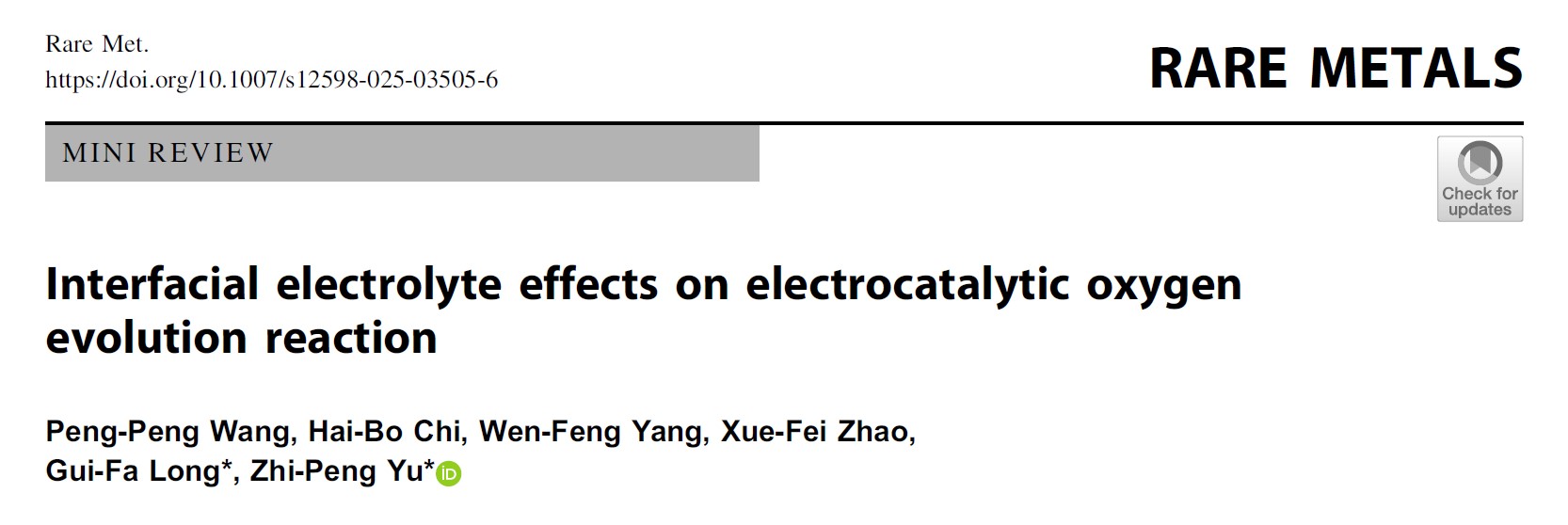 New paper on Electrolysis